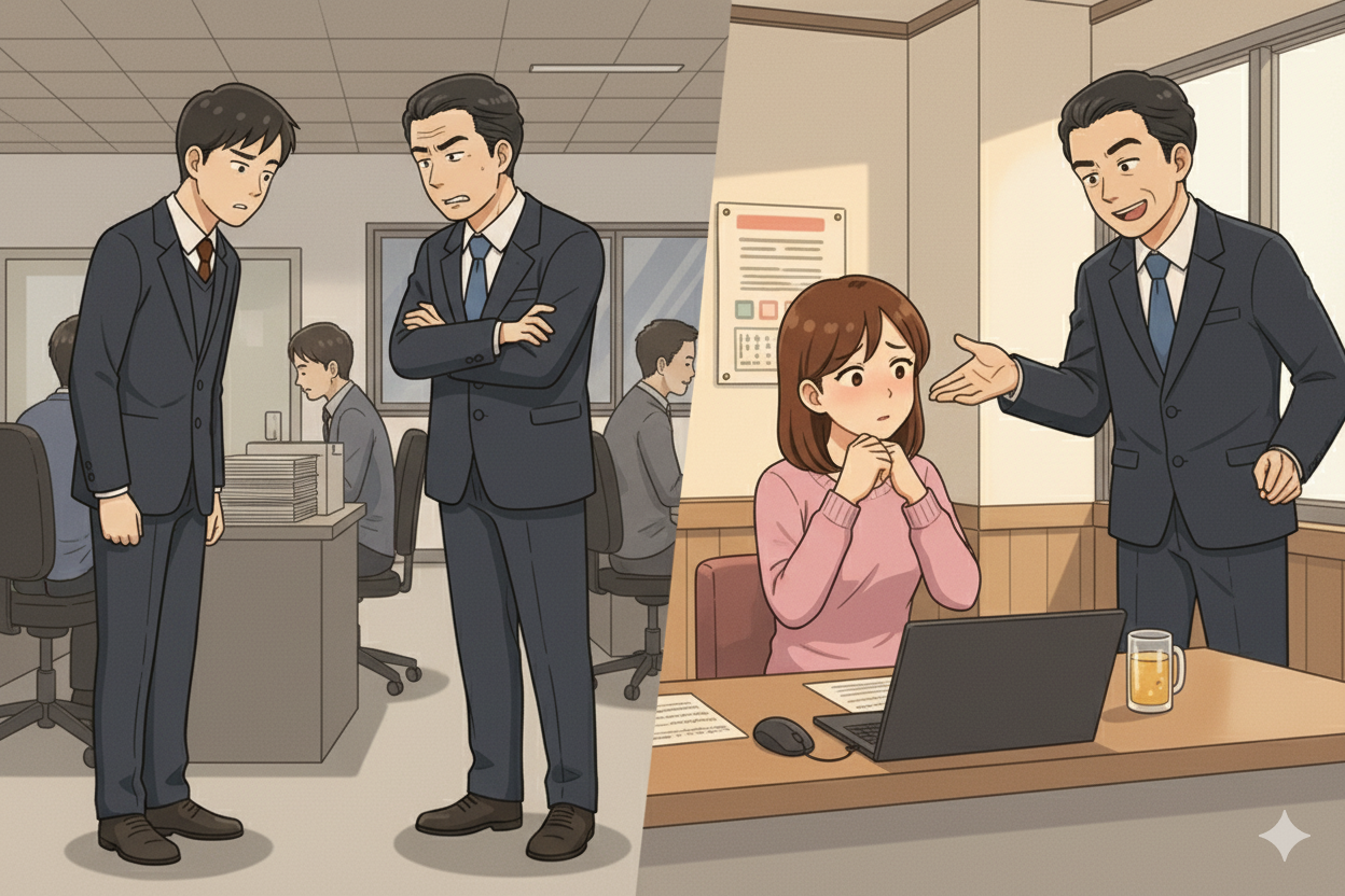 パワハラやセクハラに悩む社員を支援する退職代行ヤメサスの安心サポートイメージ。