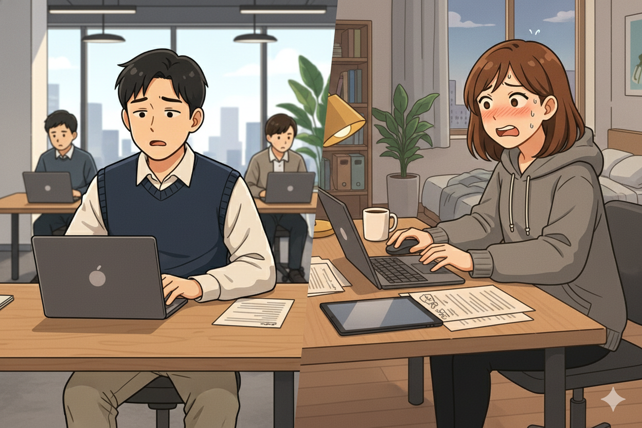 業務委託契約など違法な労働環境に悩む個人事業主や募集内容と業務内容が違う事に悩む社員を支援する退職代行ヤメサスのサポートイメージ。